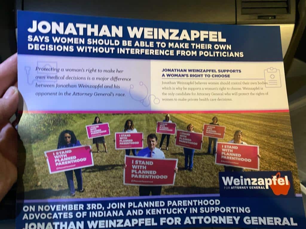AG candidate Weinzapfel backed by Indiana’s largest abortion business