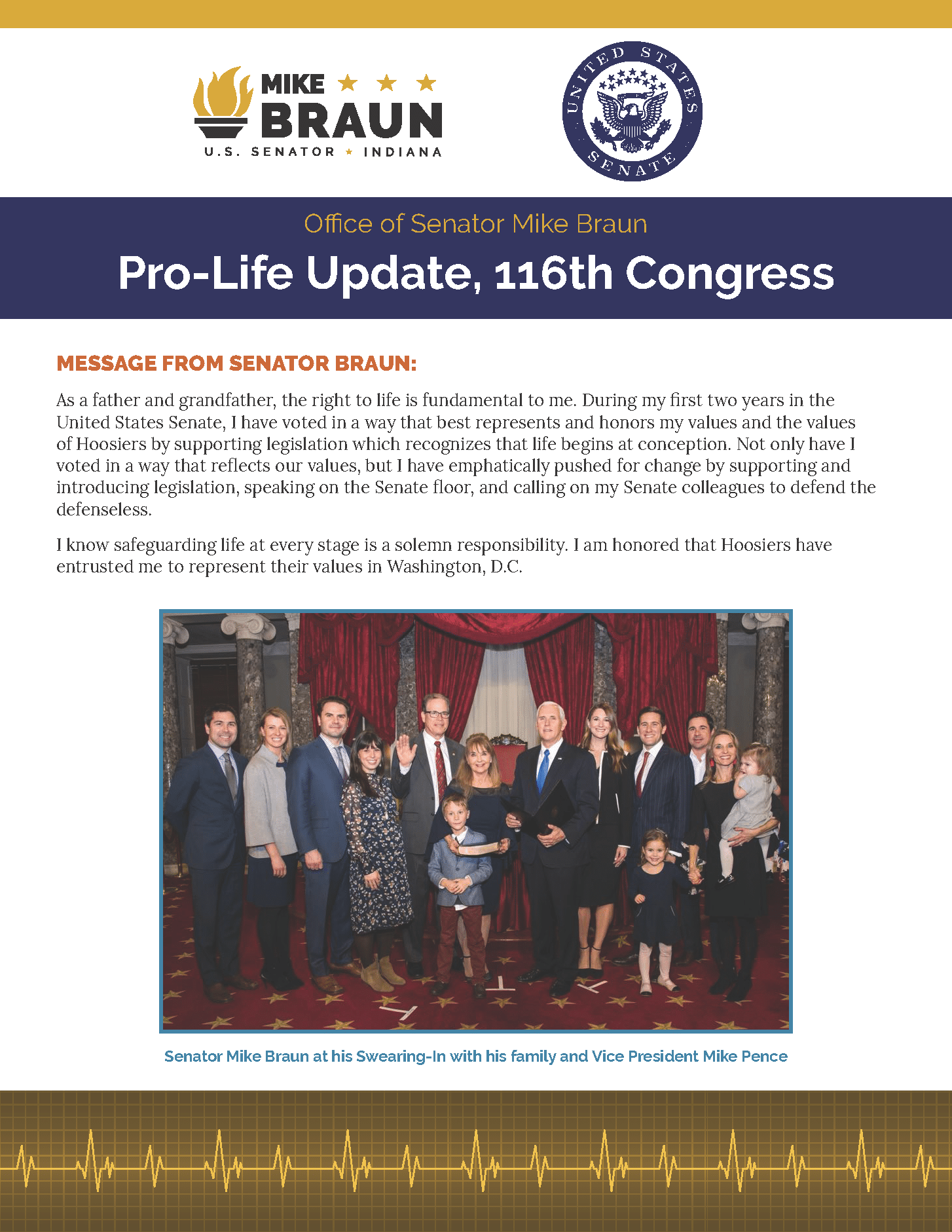 Sen. Mike Braun issues pro-life update for the 116th Congress